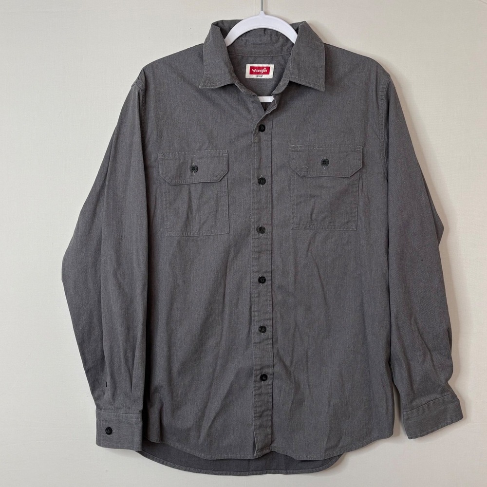 Wrangler Workwear Shirt Mens Medium Gray Canvas Twill Utility Gorpcore 112324401